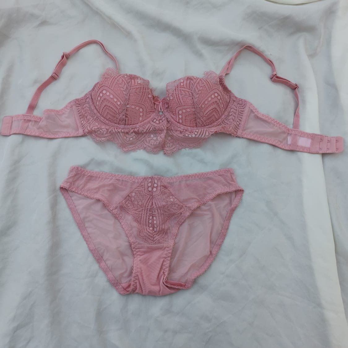 Very Thin Padded Half Cup Pushup Wired  Net Bra & Panty Set — view 5
