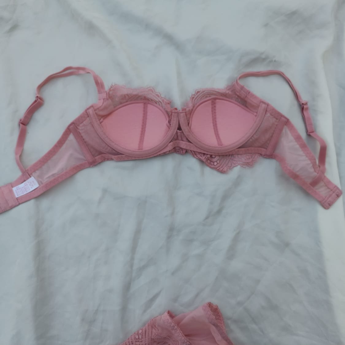 Very Thin Padded Half Cup Pushup Wired  Net Bra & Panty Set — view 6