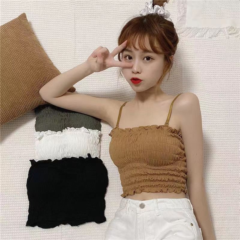 Very Very Light Padded Wrinkle Type Short Camisole — view 7