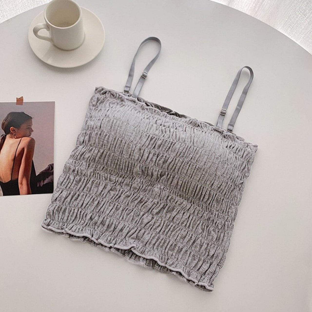Very Very Light Padded Wrinkle Type Short Camisole — view 8
