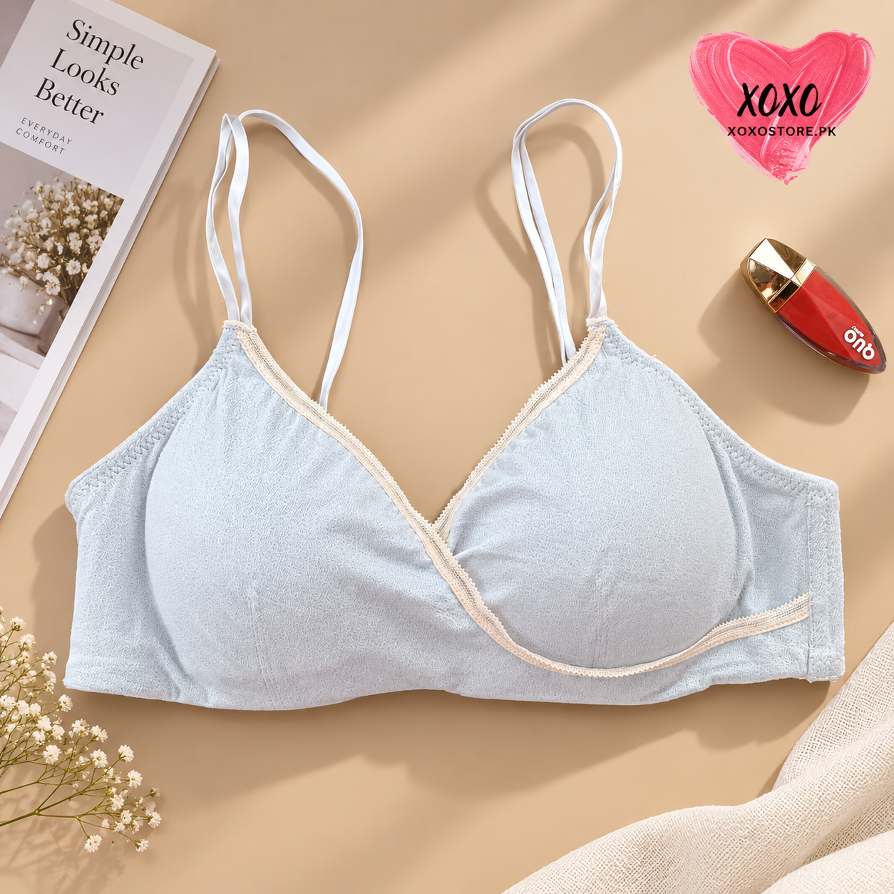 Xoxo Light Padded Double Stripped Laced Bra — view 4