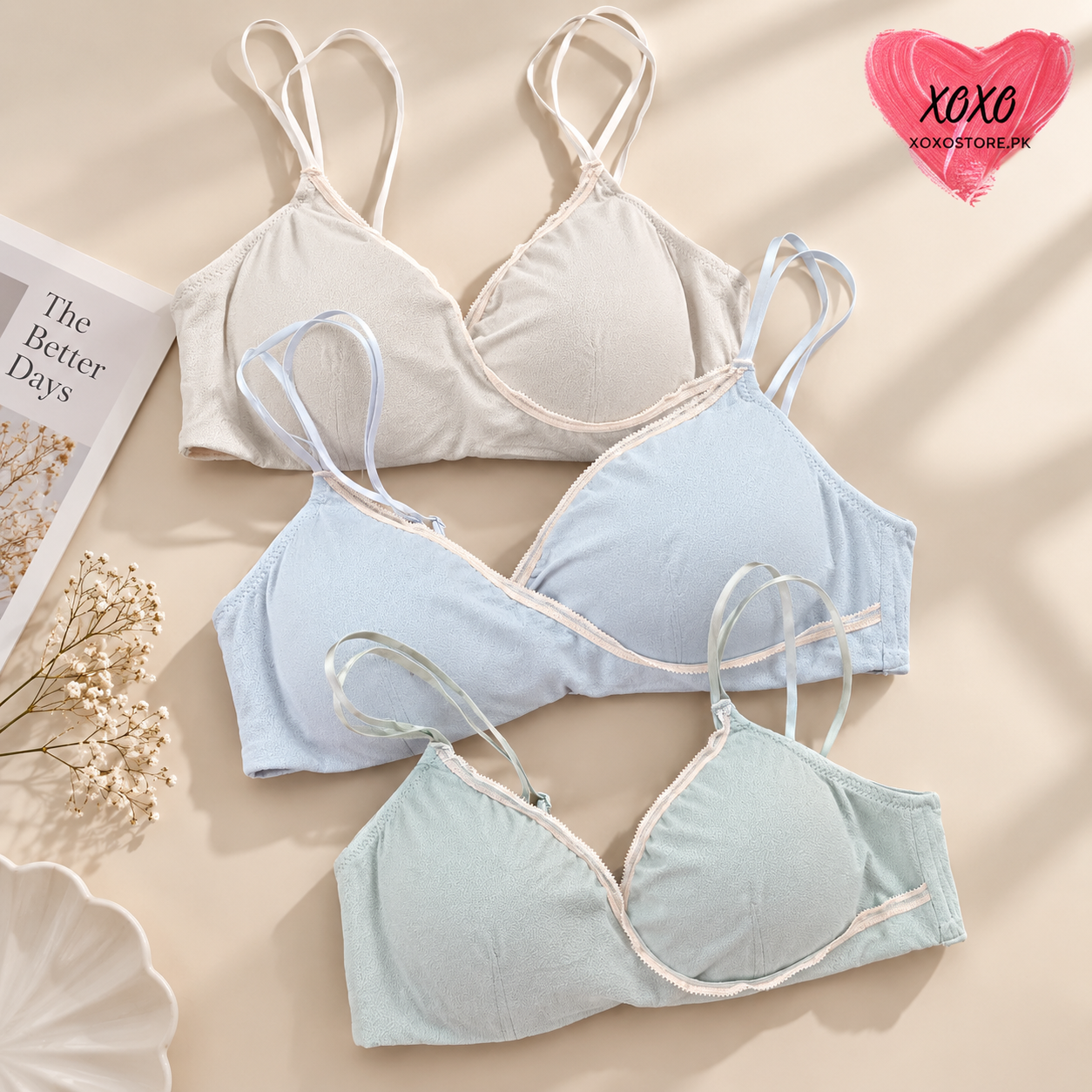 Xoxo Light Padded Double Stripped Laced Bra — view 5