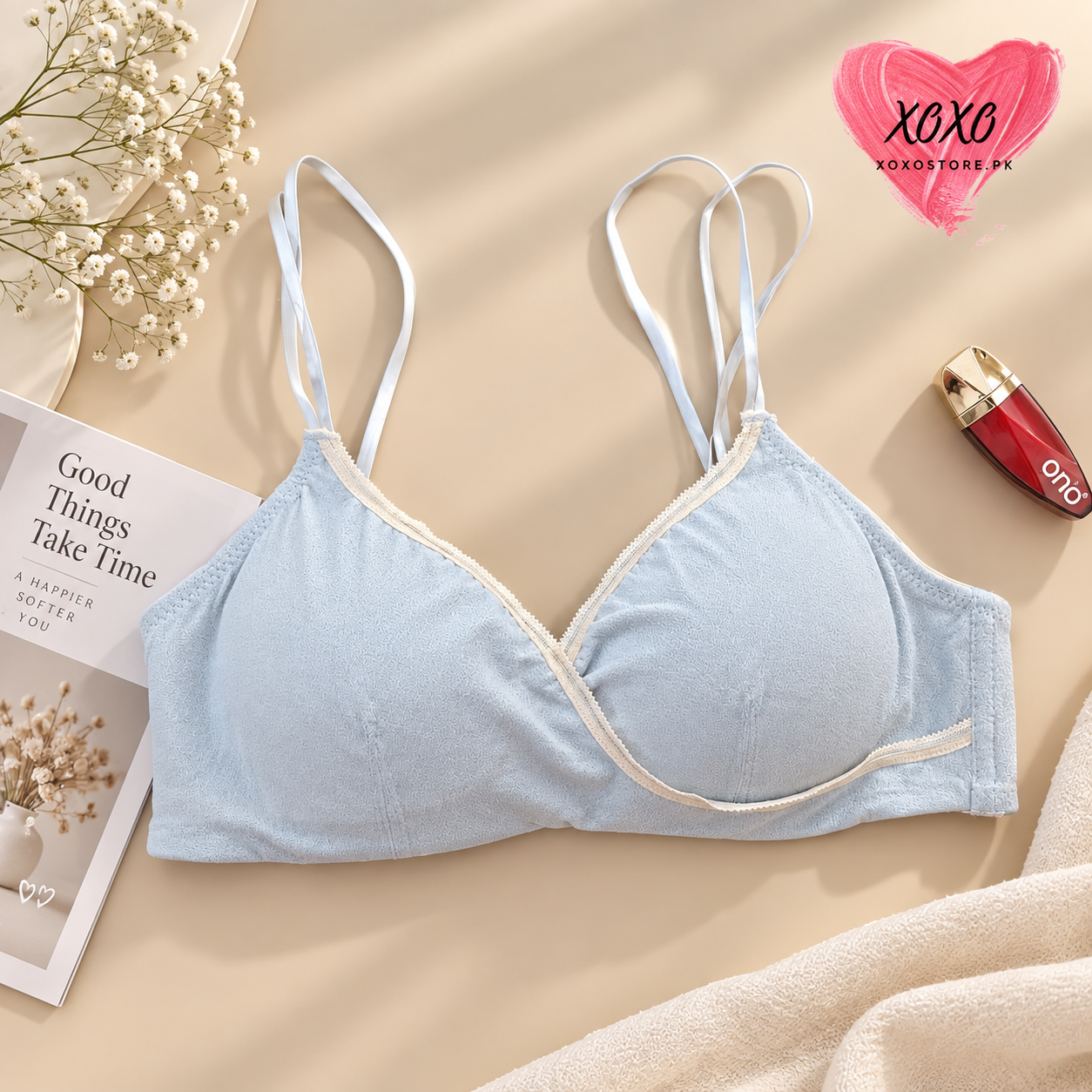 Xoxo Light Padded Double Stripped Laced Bra — view 6
