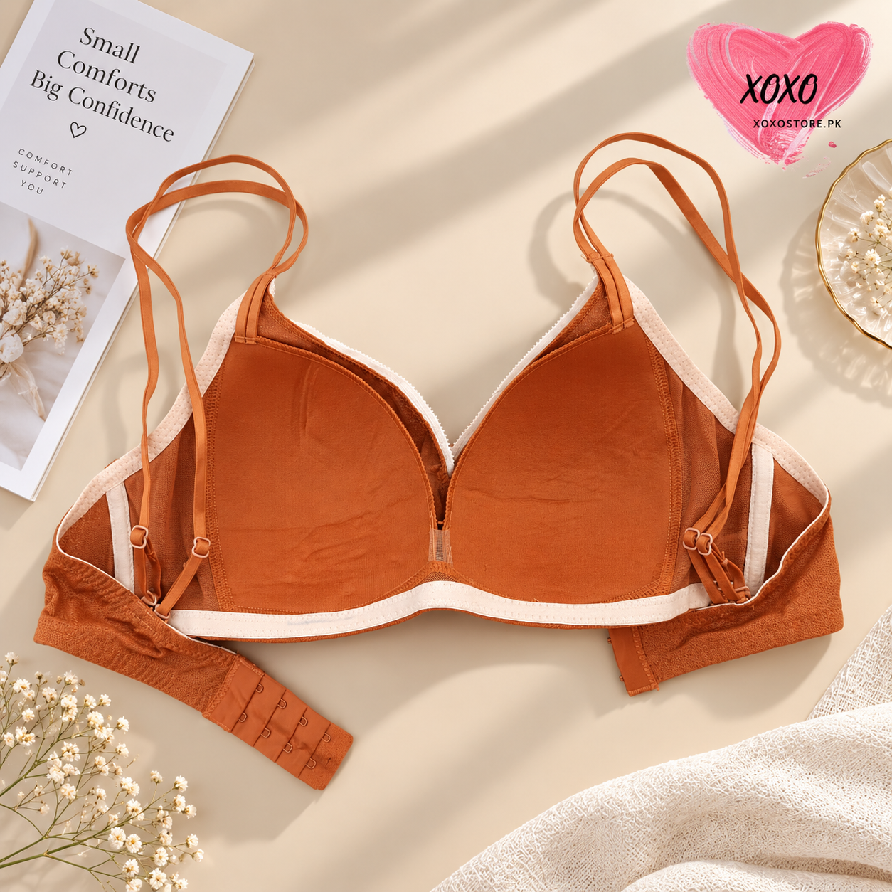 Xoxo Light Padded Double Stripped Laced Bra — view 7