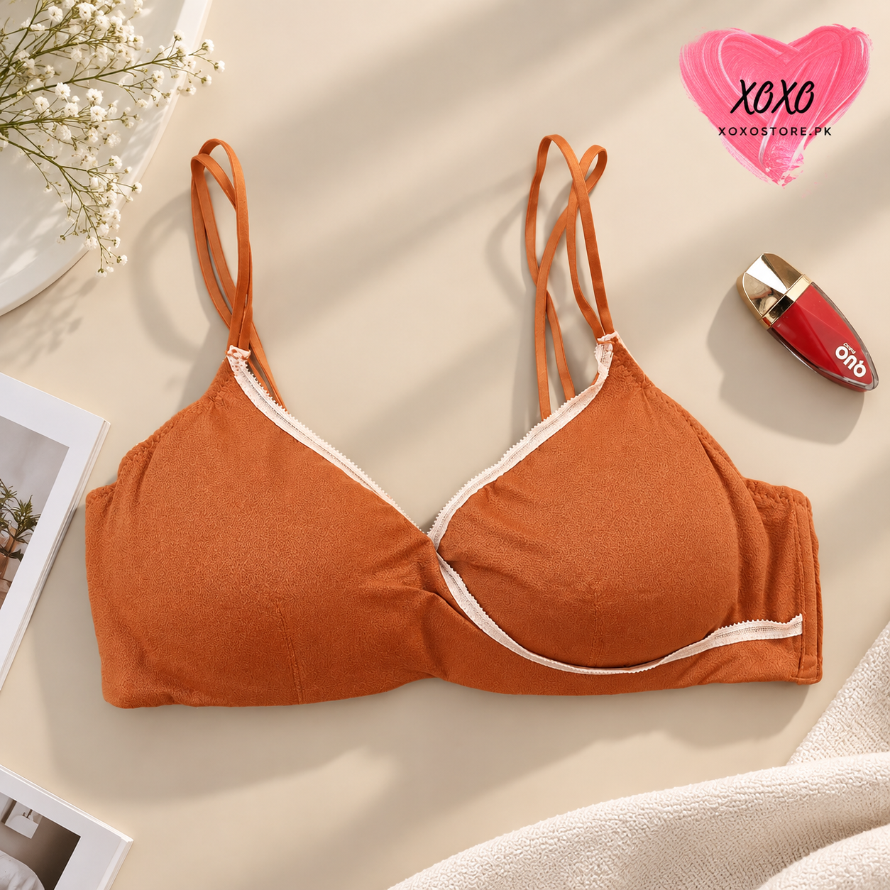 Xoxo Light Padded Double Stripped Laced Bra — view 8